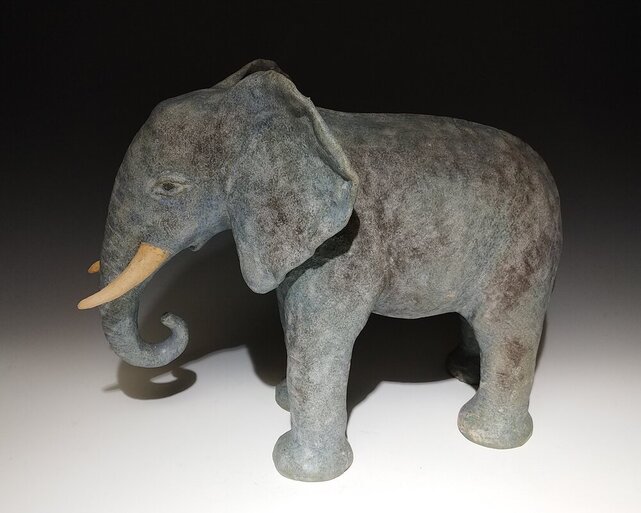 Hand built ceramic elephant