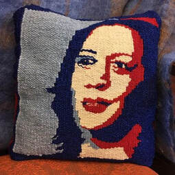 Woven Tapestry Pillow of Kamala Harris by Barbara Burns